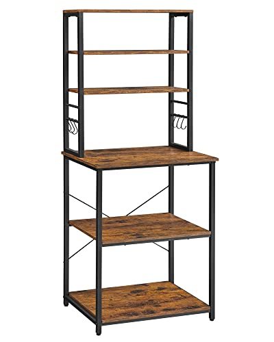 VASAGLE kkkenreol, m. 6 kroge og 6 hylder - rustik brun spnplade og sort stl