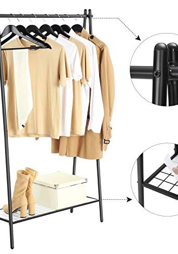 SONGMICS tjstativ, m. hylde - mat sort jern