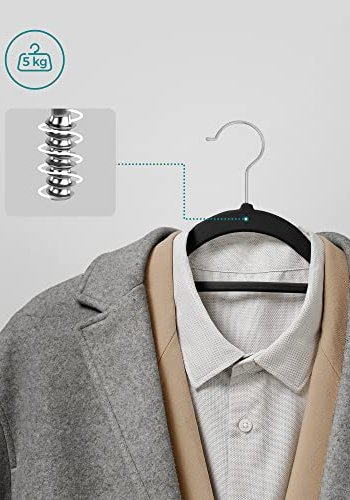 SONGMICS tjbjle, skridsikker, m. bindestang og 360° drejelig krog - sort fljl stof (st med 20)