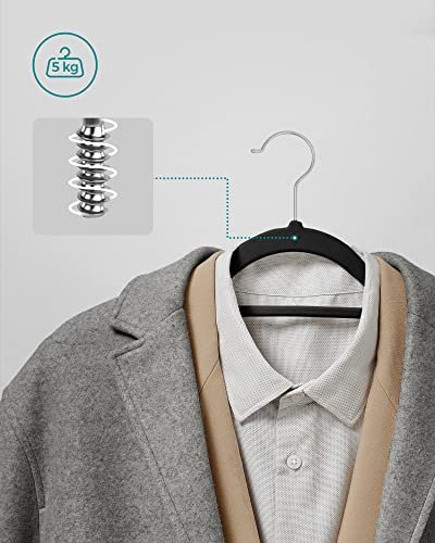 SONGMICS tjbjle, skridsikker, m. bindestang og 360° drejelig krog - sort fljl stof (st med 20)