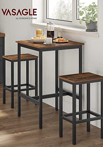 VASAGLE barbord, kvadratisk - brun spnplade og sort stl (60x60)