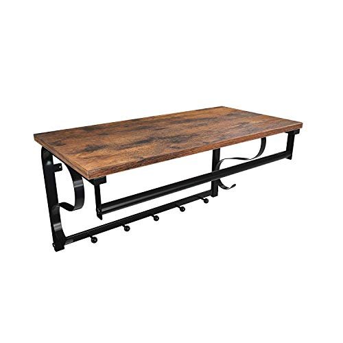 VASAGLE hattehylde, m. 5 knager og 1 bjlestang - brun spnplade og sort stl