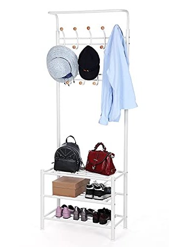 SONGMICS entréopstilling, m. knager og 3 hylder - hvid stl