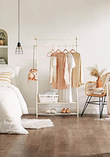 SONGMICS vintage tjstativ, m. 2 hylder - creme jern