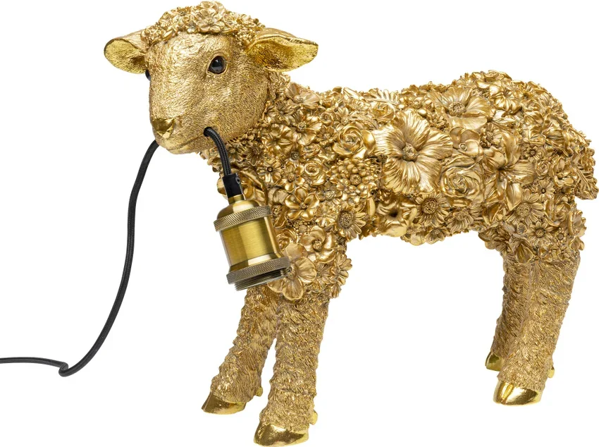 KARE DESIGN Animal Flower Sheep bordlampe - guld polyresin
