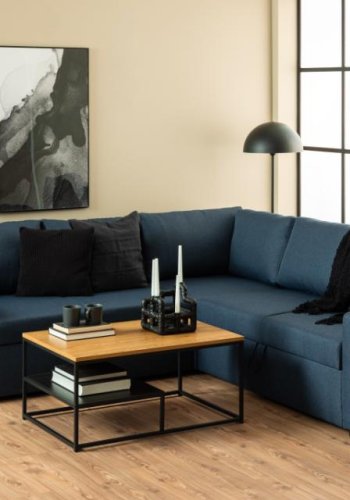 ACT NORDIC Gila sofabord, m. 1 hylde - natur vild eg/sort melamin og sort stl (90x60)