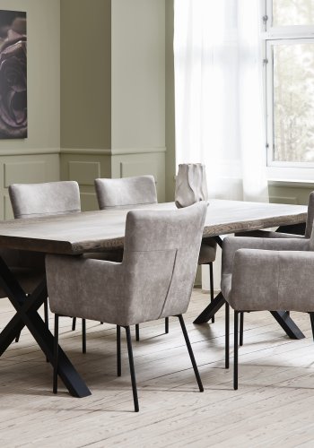 Ellie spisebordsstol, m. armln - clay micro lder og sort metal