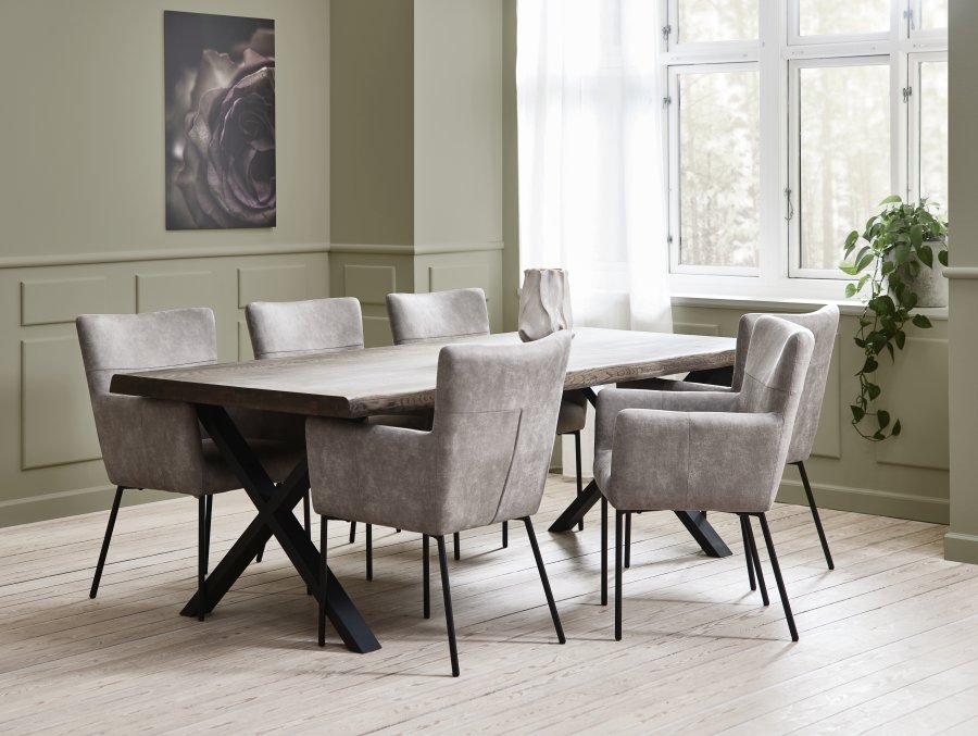 Ellie spisebordsstol, m. armln - clay micro lder og sort metal