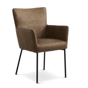 Ellie spisebordsstol, m. armln - almond micro lder og sort metal