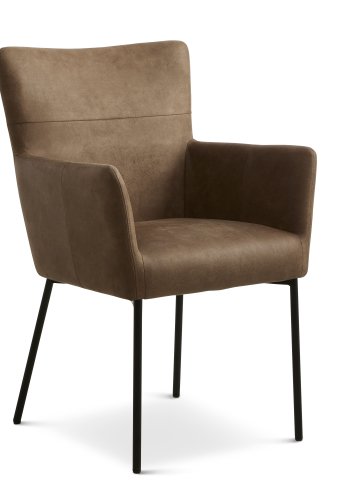 Ellie spisebordsstol, m. armln - almond micro lder og sort metal