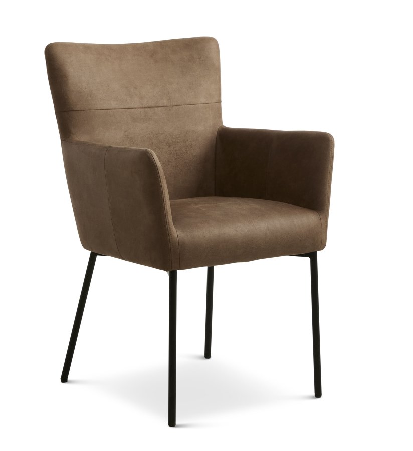 Ellie spisebordsstol, m. armln - almond micro lder og sort metal