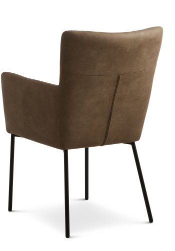 Ellie spisebordsstol, m. armln - almond micro lder og sort metal