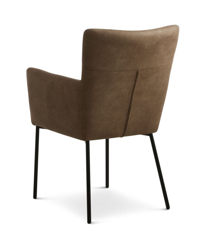 Ellie spisebordsstol, m. armln - almond micro lder og sort metal