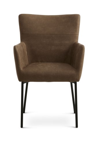 Ellie spisebordsstol, m. armln - almond micro lder og sort metal