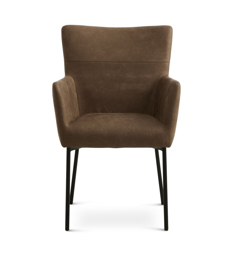 Ellie spisebordsstol, m. armln - almond micro lder og sort metal