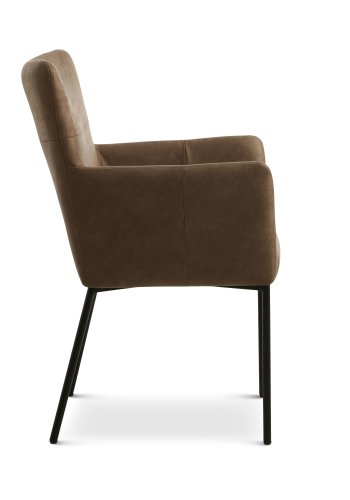 Ellie spisebordsstol, m. armln - almond micro lder og sort metal