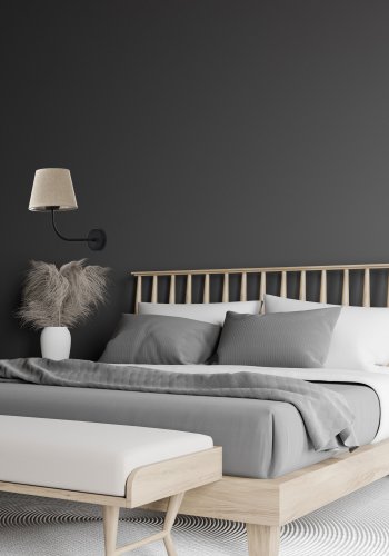 TK Chicago vglampe - natur hr stof og sort stl