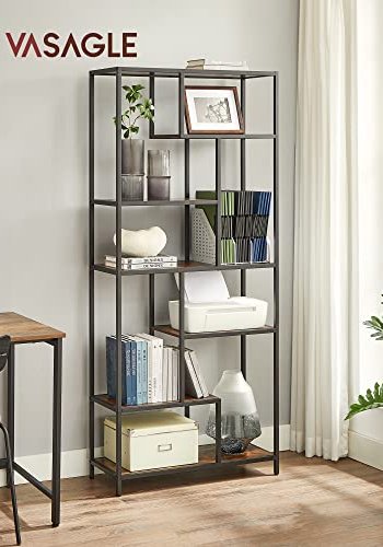VASAGLE bogreol, m. 6 hylder - rustik brun spnplade og sort stl