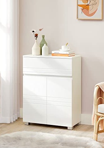 VASAGLE badevrelsesskab, m. 2 lger, 1 skuffe og 1 justerbar hylde - hvid MDF