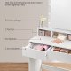 VASAGLE makeup bord, m. spejl, lysprer, 2 skuffer, 3 rum - spejlglas og hvid spnplade (80x40)
