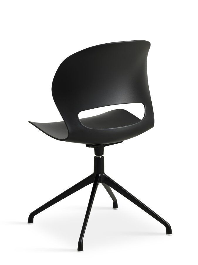 Linea spisebordsstol, m. drejefunktion - sort PVC og sort metal
