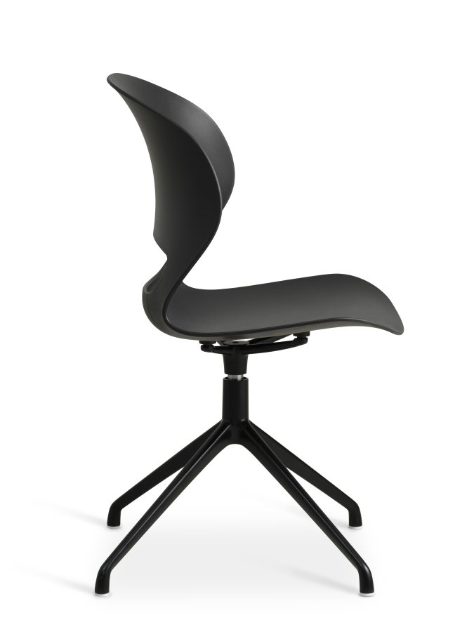 Linea spisebordsstol, m. drejefunktion - sort PVC og sort metal