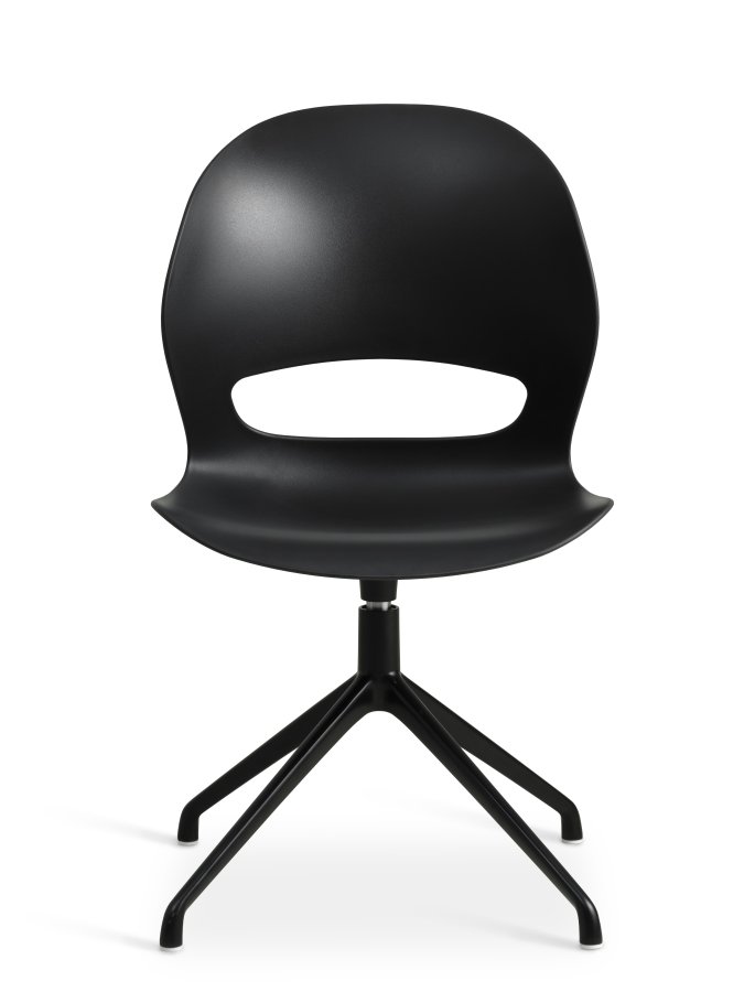 Linea spisebordsstol, m. drejefunktion - sort PVC og sort metal