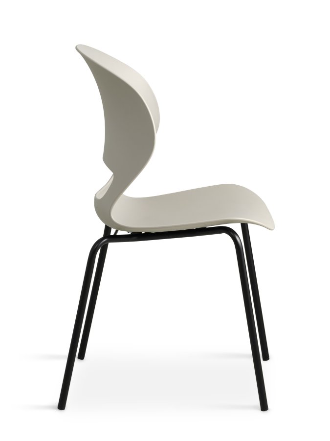 Linea spisebordsstol - stone PVC og sort metal