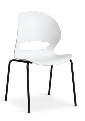 Linea spisebordsstol - hvid PVC og sort metal