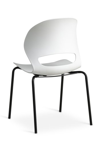 Linea spisebordsstol - hvid PVC og sort metal
