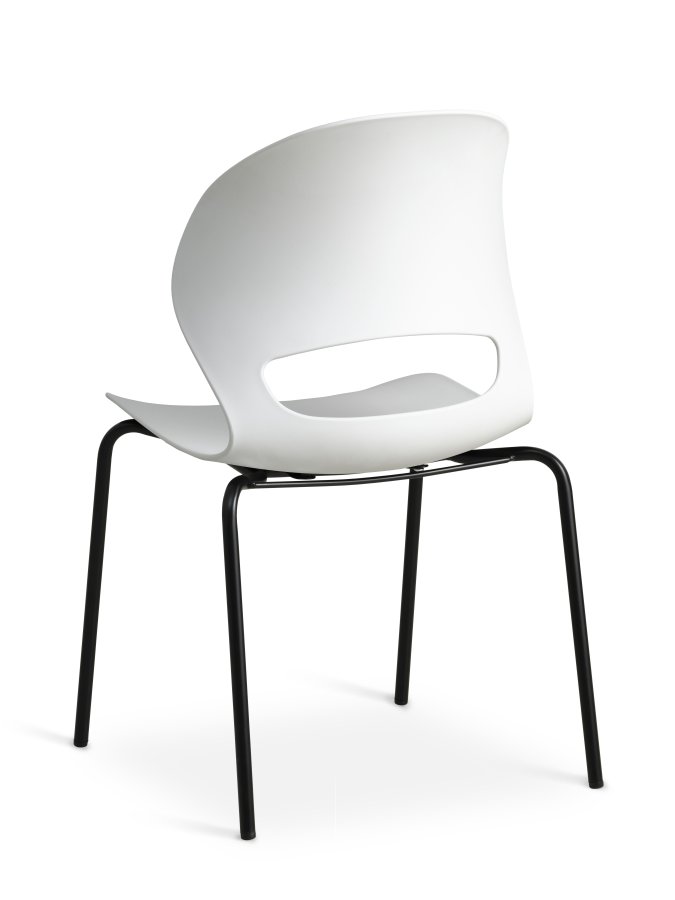 Linea spisebordsstol - hvid PVC og sort metal