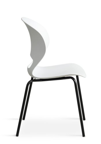 Linea spisebordsstol - hvid PVC og sort metal