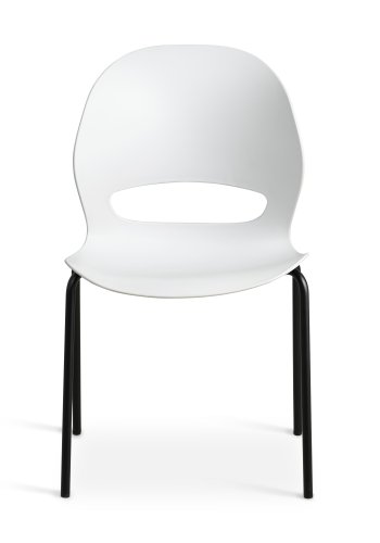 Linea spisebordsstol - hvid PVC og sort metal