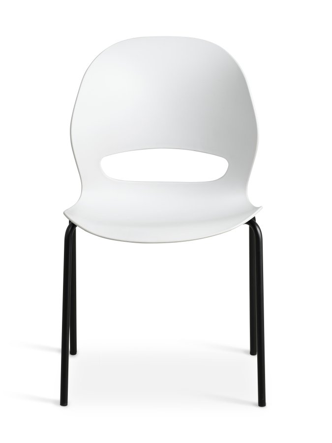 Linea spisebordsstol - hvid PVC og sort metal