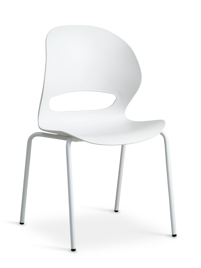 Linea spisebordsstol - hvid PVC og hvid metal