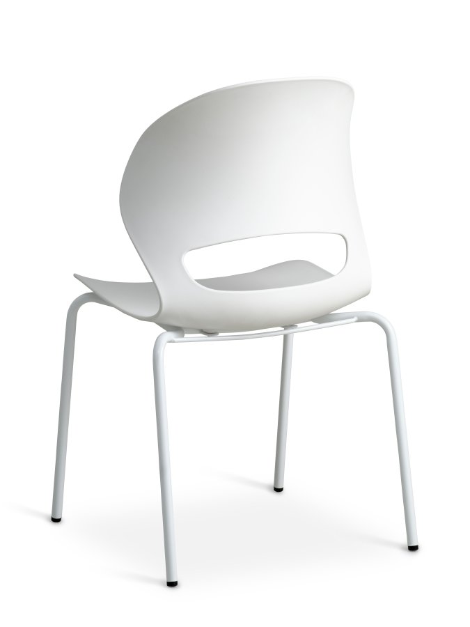 Linea spisebordsstol - hvid PVC og hvid metal