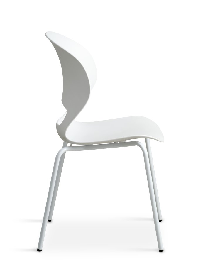 Linea spisebordsstol - hvid PVC og hvid metal