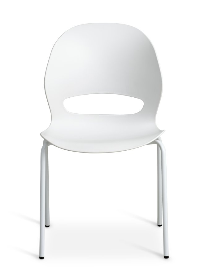 Linea spisebordsstol - hvid PVC og hvid metal