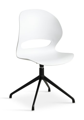 Linea spisebordsstol, m. drejefunktion - hvid PVC og sort metal