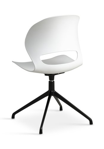 Linea spisebordsstol, m. drejefunktion - hvid PVC og sort metal
