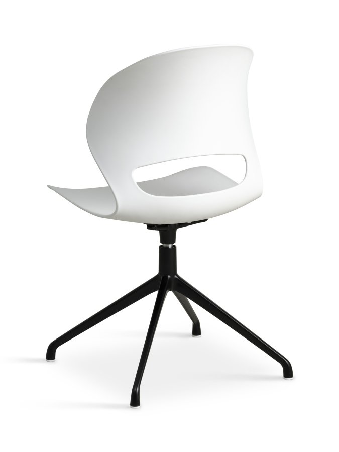 Linea spisebordsstol, m. drejefunktion - hvid PVC og sort metal