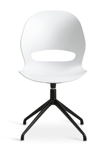 Linea spisebordsstol, m. drejefunktion - hvid PVC og sort metal