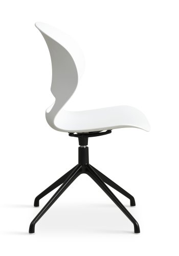 Linea spisebordsstol, m. drejefunktion - hvid PVC og sort metal