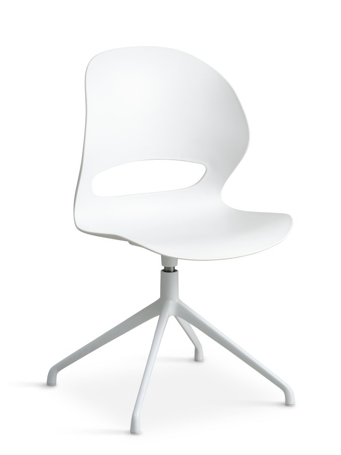 Linea spisebordsstol, m. drejefunktion - hvid PVC og hvid metal
