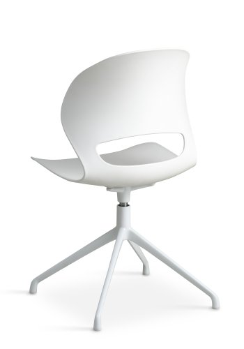 Linea spisebordsstol, m. drejefunktion - hvid PVC og hvid metal