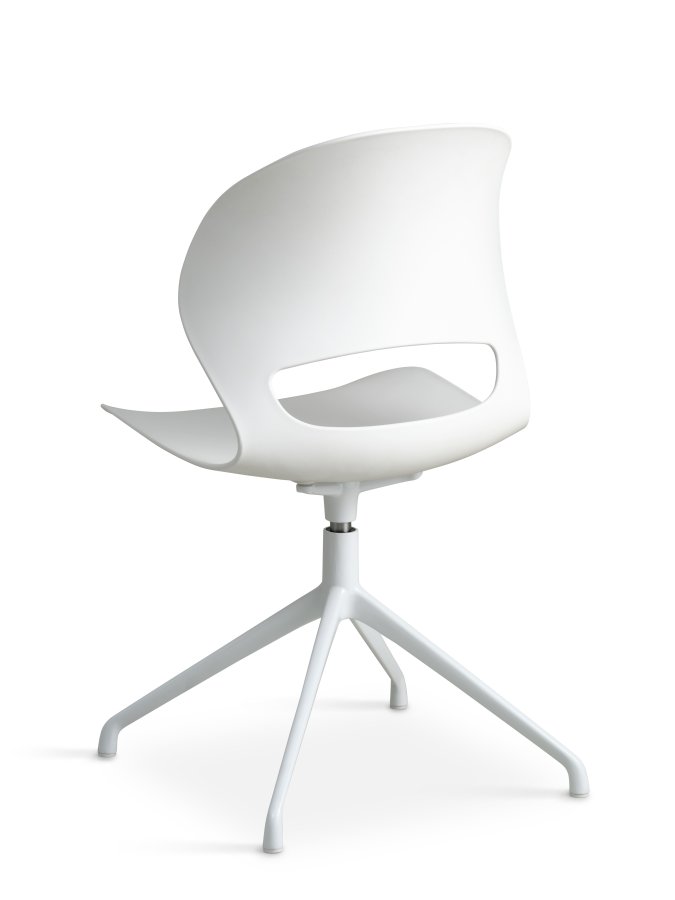 Linea spisebordsstol, m. drejefunktion - hvid PVC og hvid metal