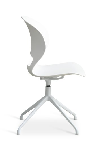 Linea spisebordsstol, m. drejefunktion - hvid PVC og hvid metal