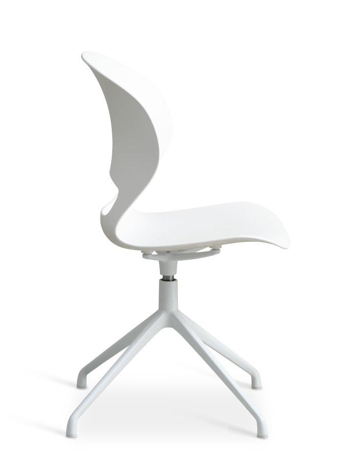 Linea spisebordsstol, m. drejefunktion - hvid PVC og hvid metal