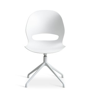 Linea spisebordsstol, m. drejefunktion - hvid PVC og hvid metal