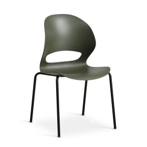 Linea spisebordsstol - oliven PVC og sort metal